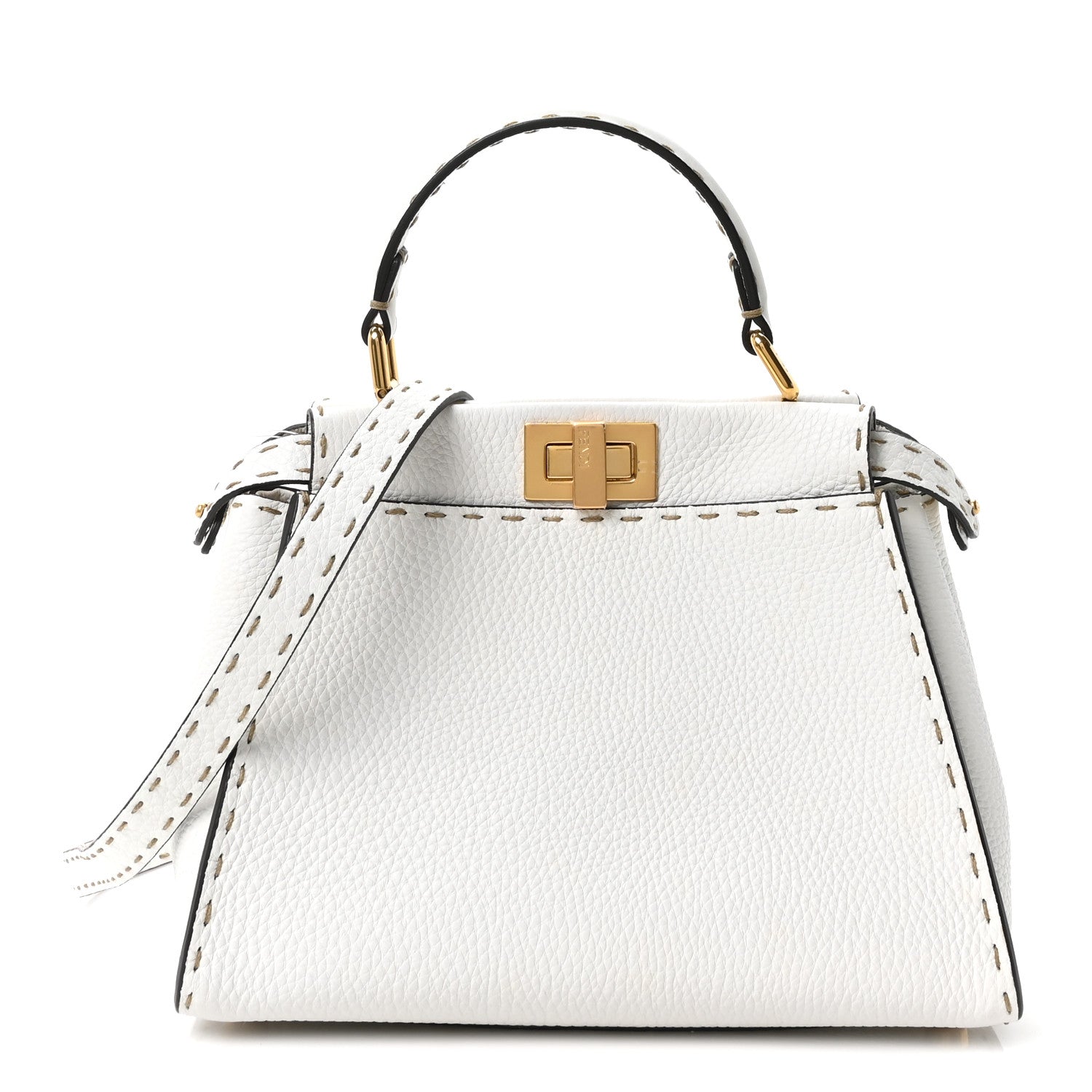 Fendi Cuoio Romano Selleria Mini Peekaboo Iconic Satchel White 1 of 9