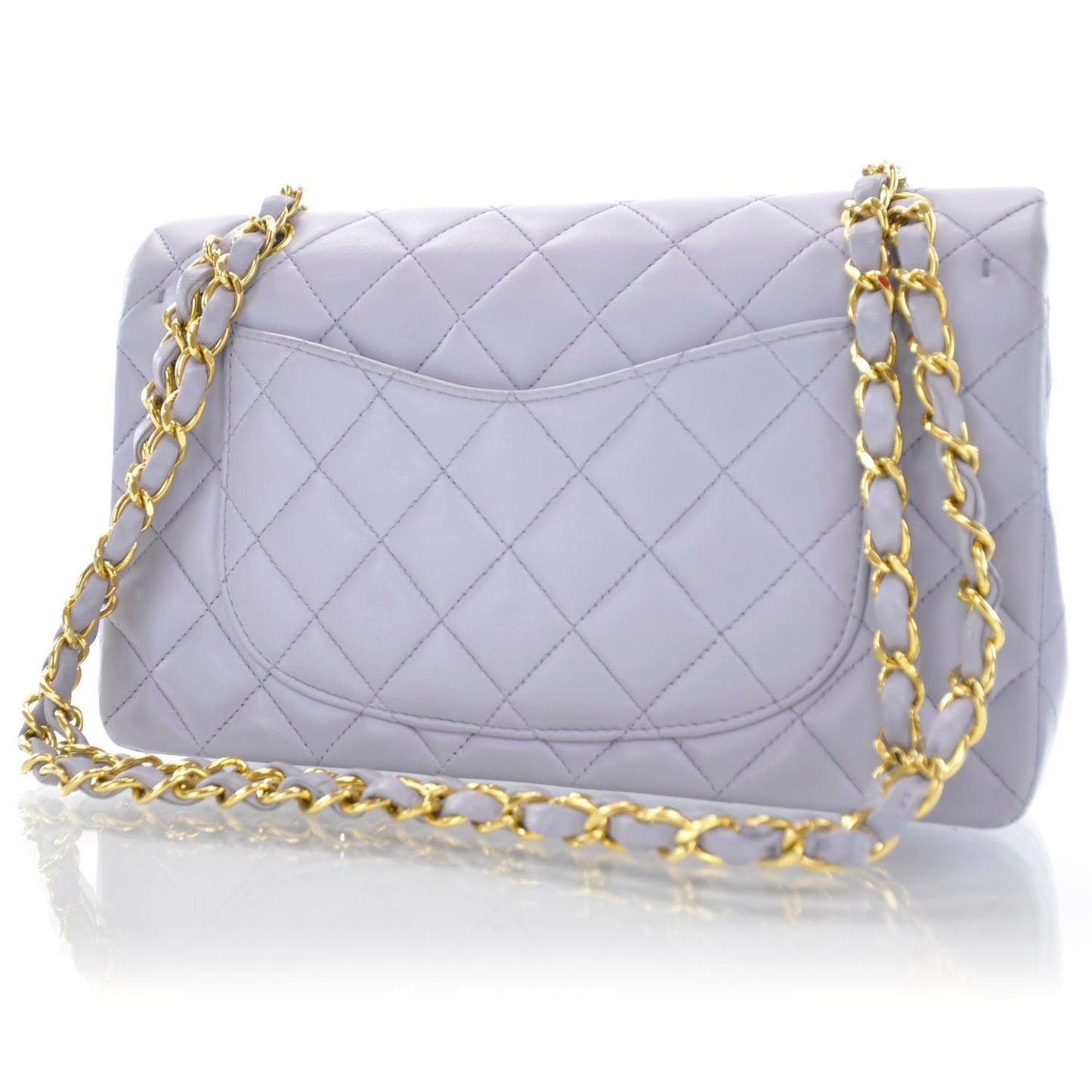 Lambskin Quilted Small Double Flap Lilac