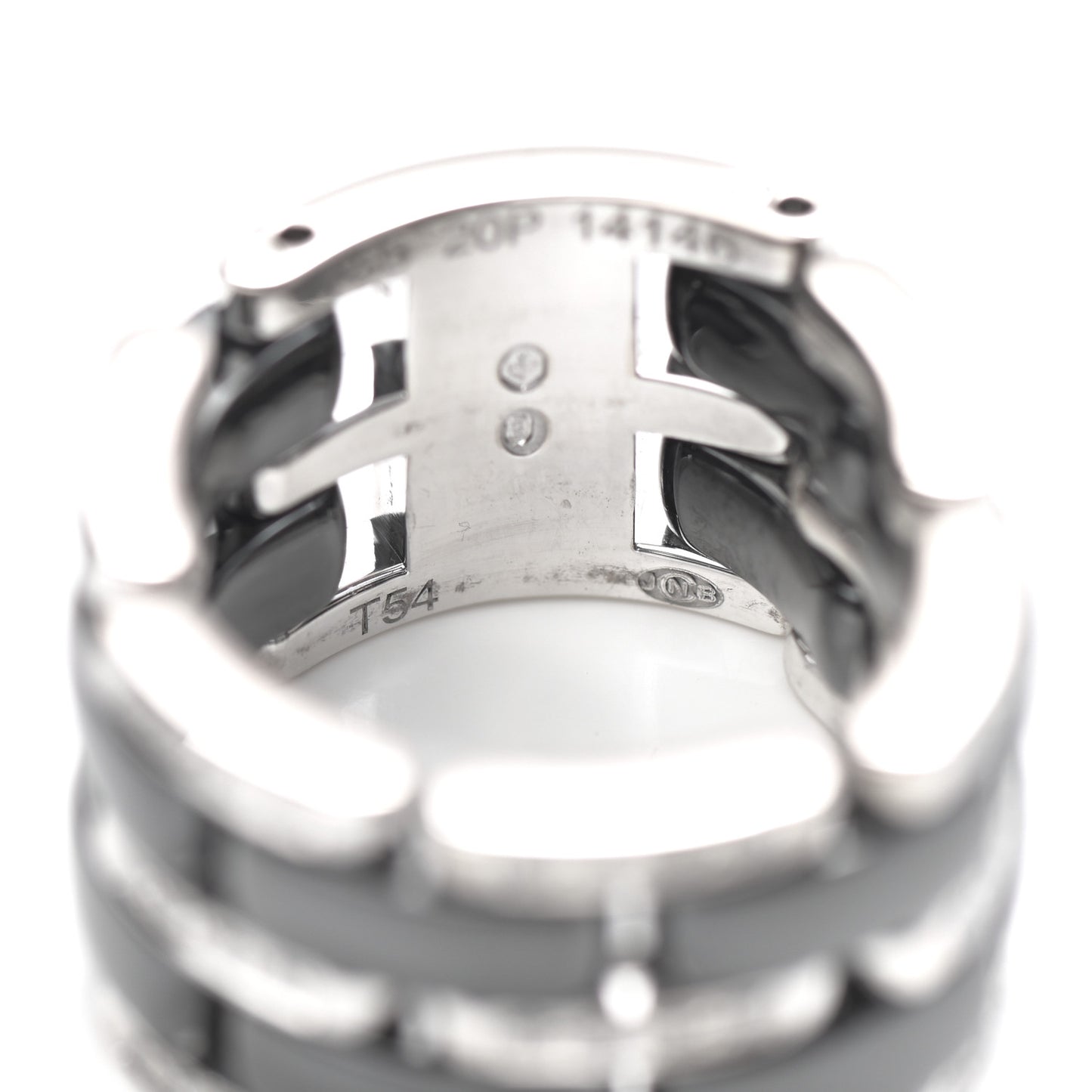 18K White Gold Black Ceramic Diamond Large Ultra Ring 54 7