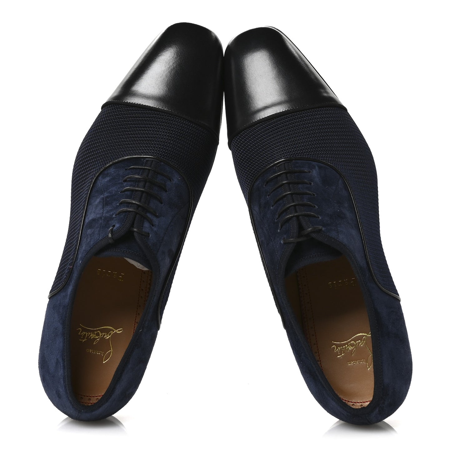 Calfskin Suede Tissu Mens Greggo Orlato Flat Oxfords 42.5 Black Nocturne
