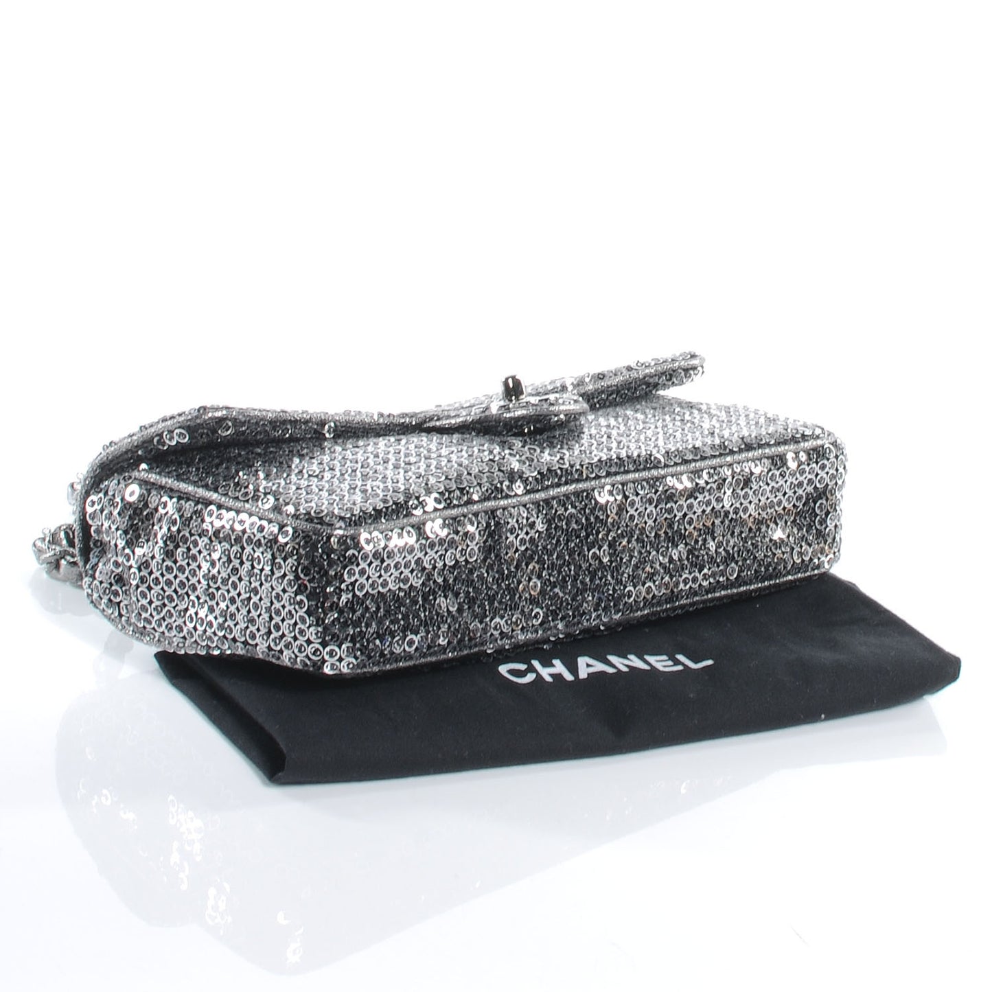 Sequin East West Flap Dark Silver