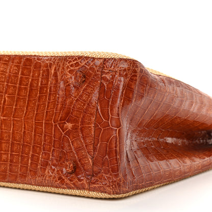 Nancy Gonzalez Linen Crocodile Tote Brown 12 of 13