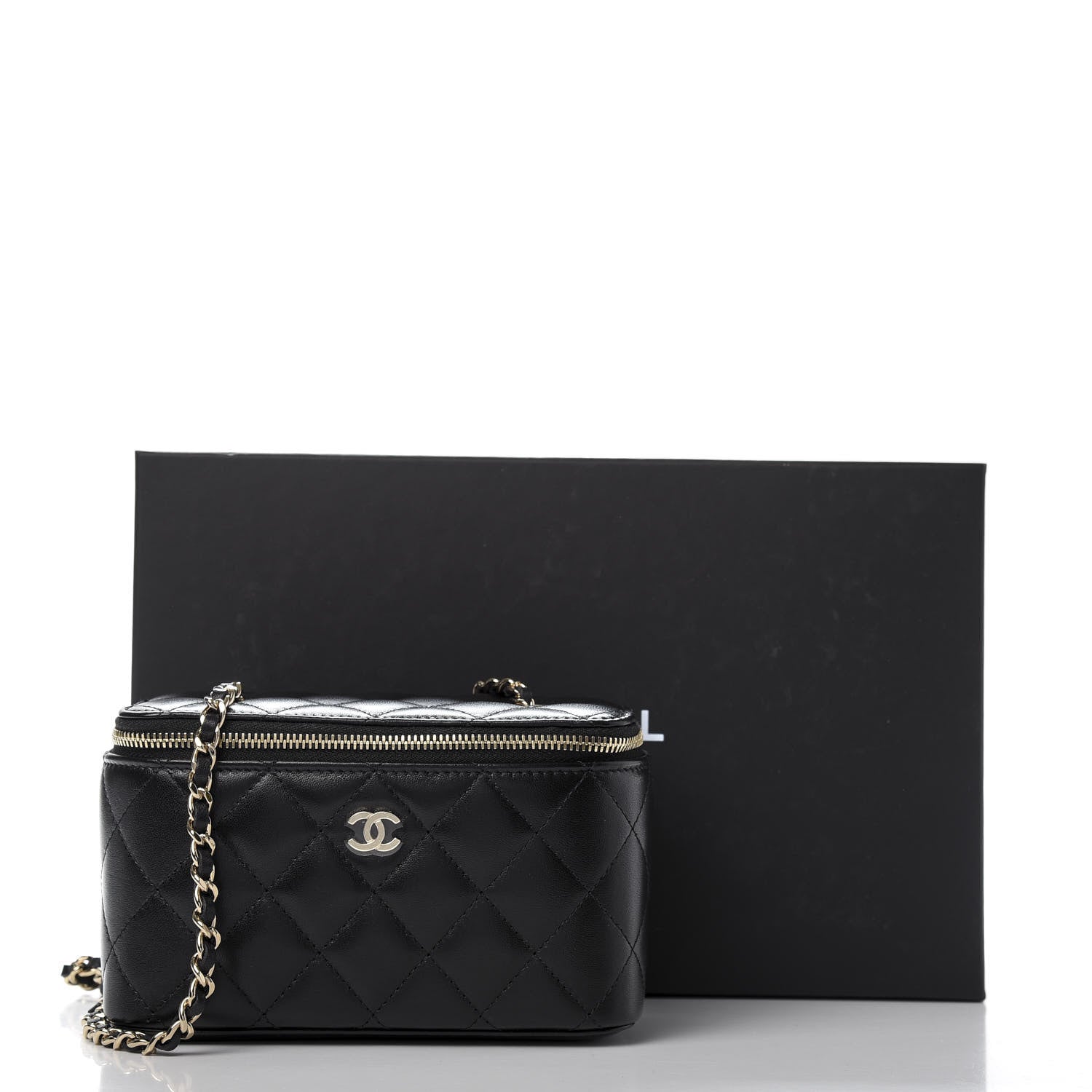 Chanel Lambskin Quilted Small Vanity Case With Chain Black 11 of 11