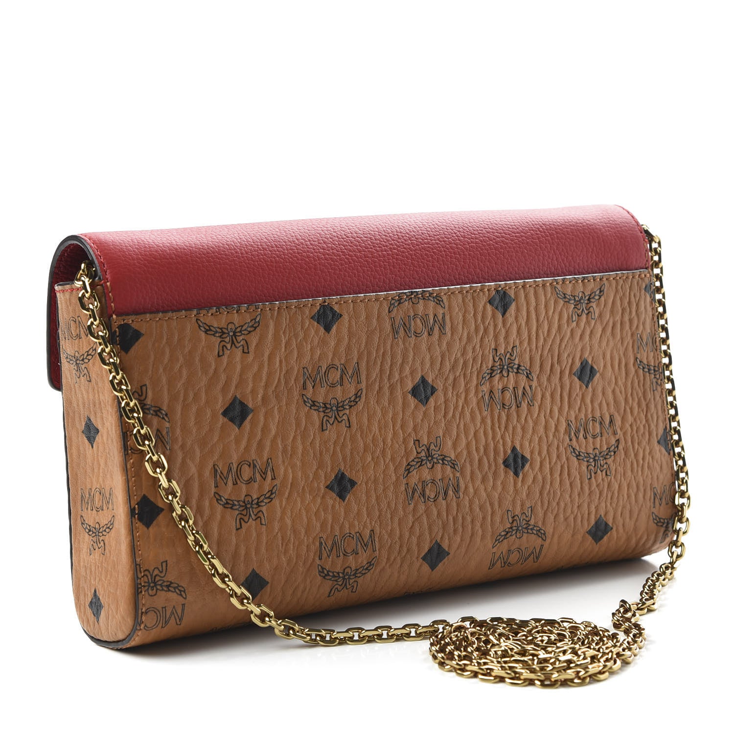 MCM Visetos Millie Wallet On Chain Cognac Ruby Red 3 of 9