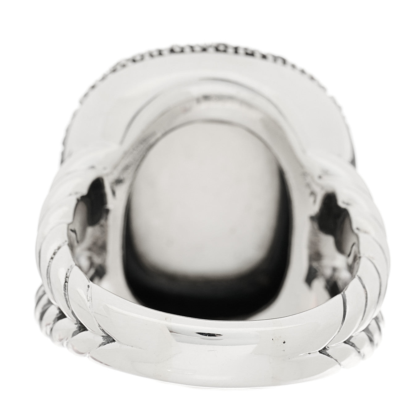 Sterling Silver Diamond Mother of Pearl Quartz 14mm Midnight Melange Ring 59 8.75