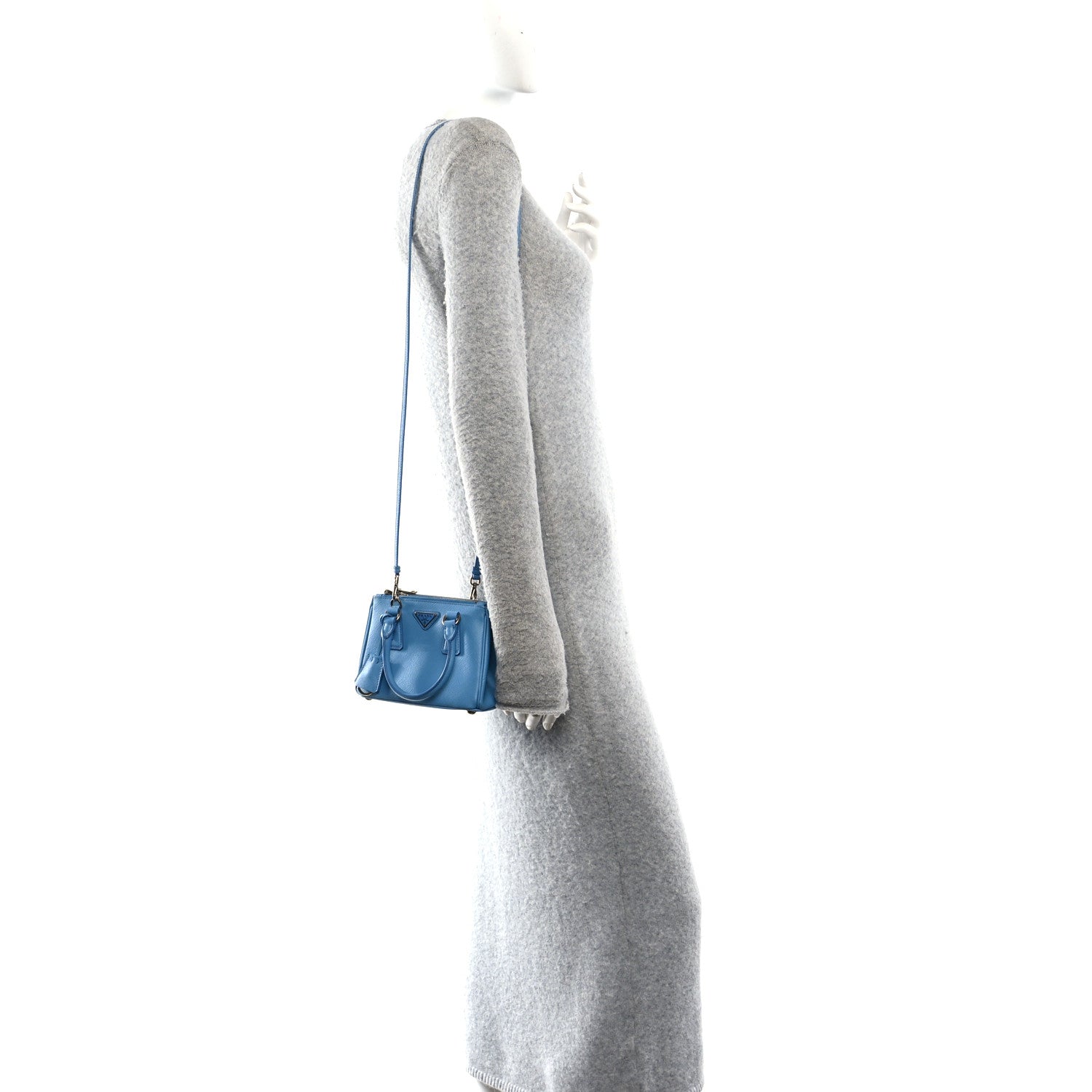 Prada Saffiano Lux Micro Galleria Double Zip Tote Turchese 2 of 9