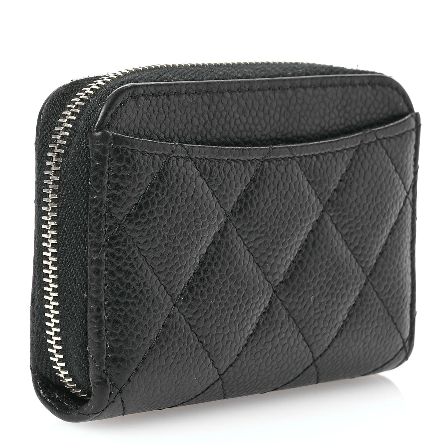 Caviar Quilted Classic Zipped Coin Purse Black