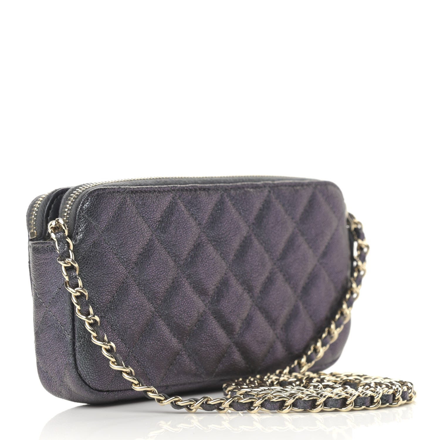 Chanel Iridescent Caviar Quilted Small Clutch With Chain Black 3 of 14
