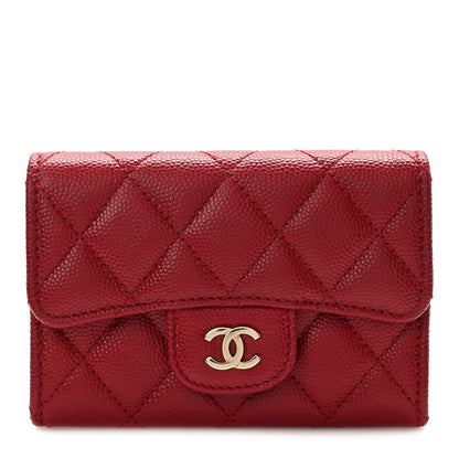 Chanel Caviar Quilted Flap Card Holder Wallet Red 1 of 10