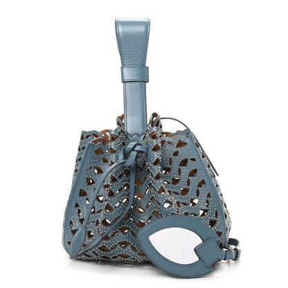 Alaia Calfskin Lux Laser Cut Studded Rose-Marie 19 Bag Blue 1 of 9