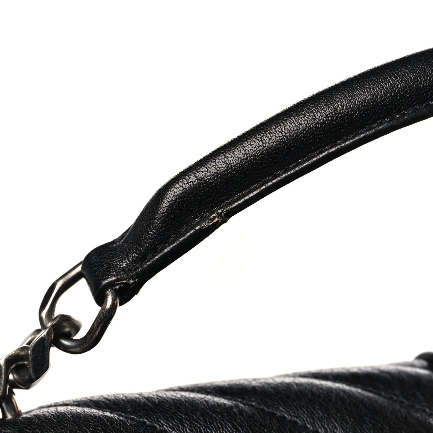 Sheepskin Matelasse Chevron Monogram Large College Satchel Black