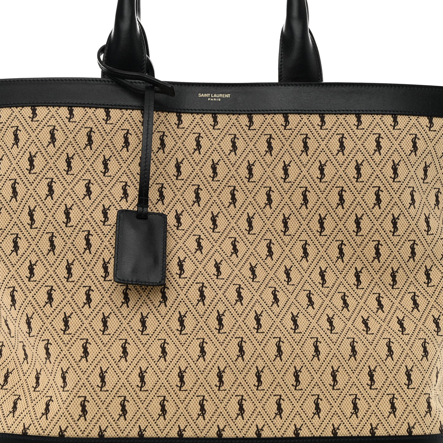 Canvas All-Over Monogram Cabas Tote Beige Black