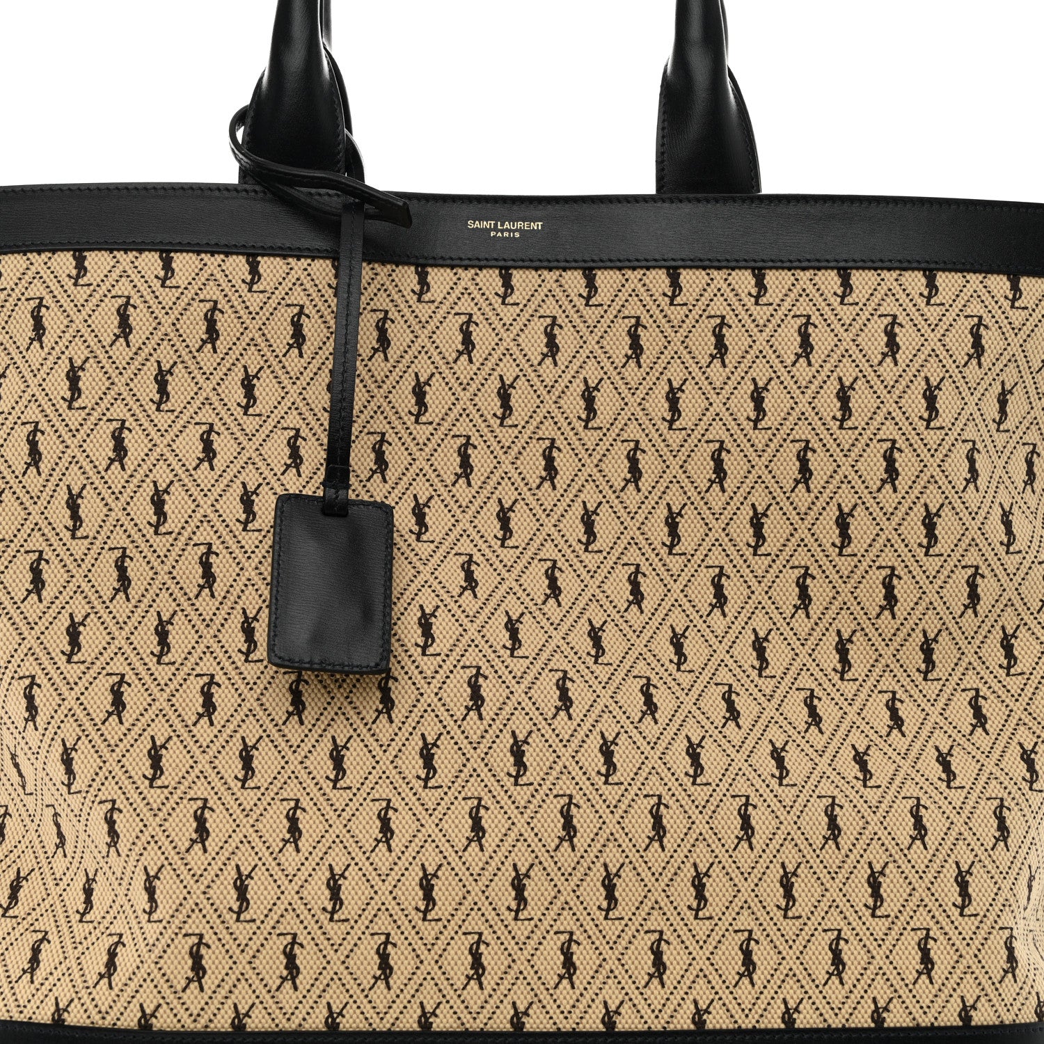 Saint Laurent Canvas All-Over Monogram Cabas Tote Beige Black 8 of 10