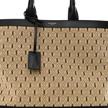 Saint Laurent Canvas All-Over Monogram Cabas Tote Beige Black 8 of 10