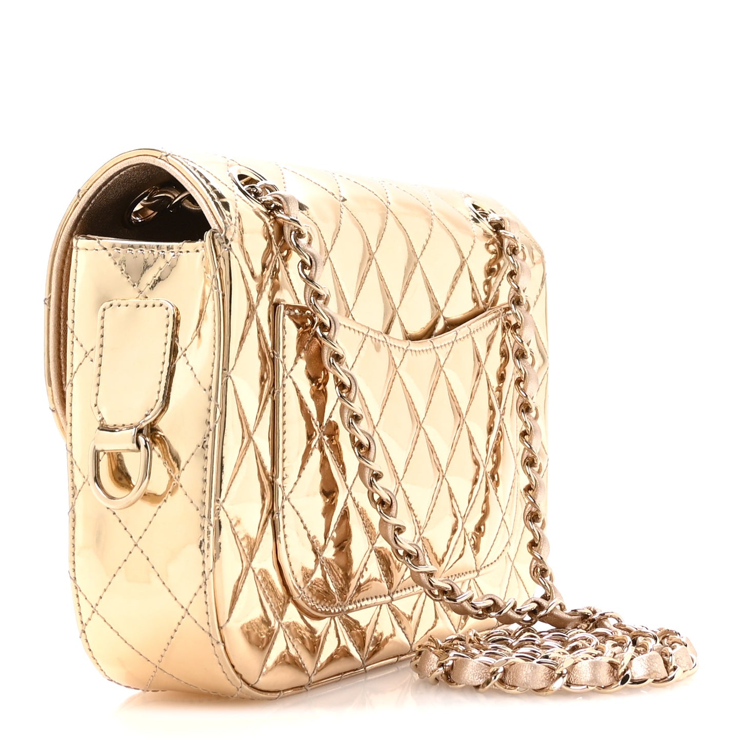 Mirror Calfskin Metallic Calfskin Medium Hollywood Boulevard Flap With Star Coin Purse Light Gold