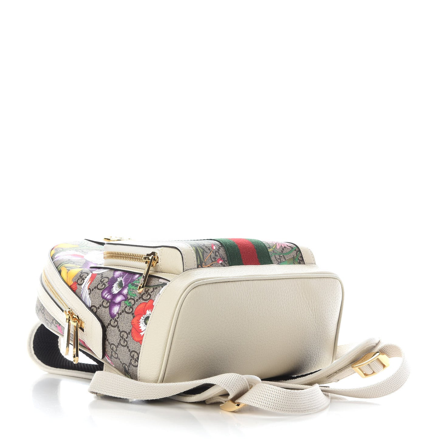 GG Supreme Monogram Flora Web Small Ophidia Day Backpack White