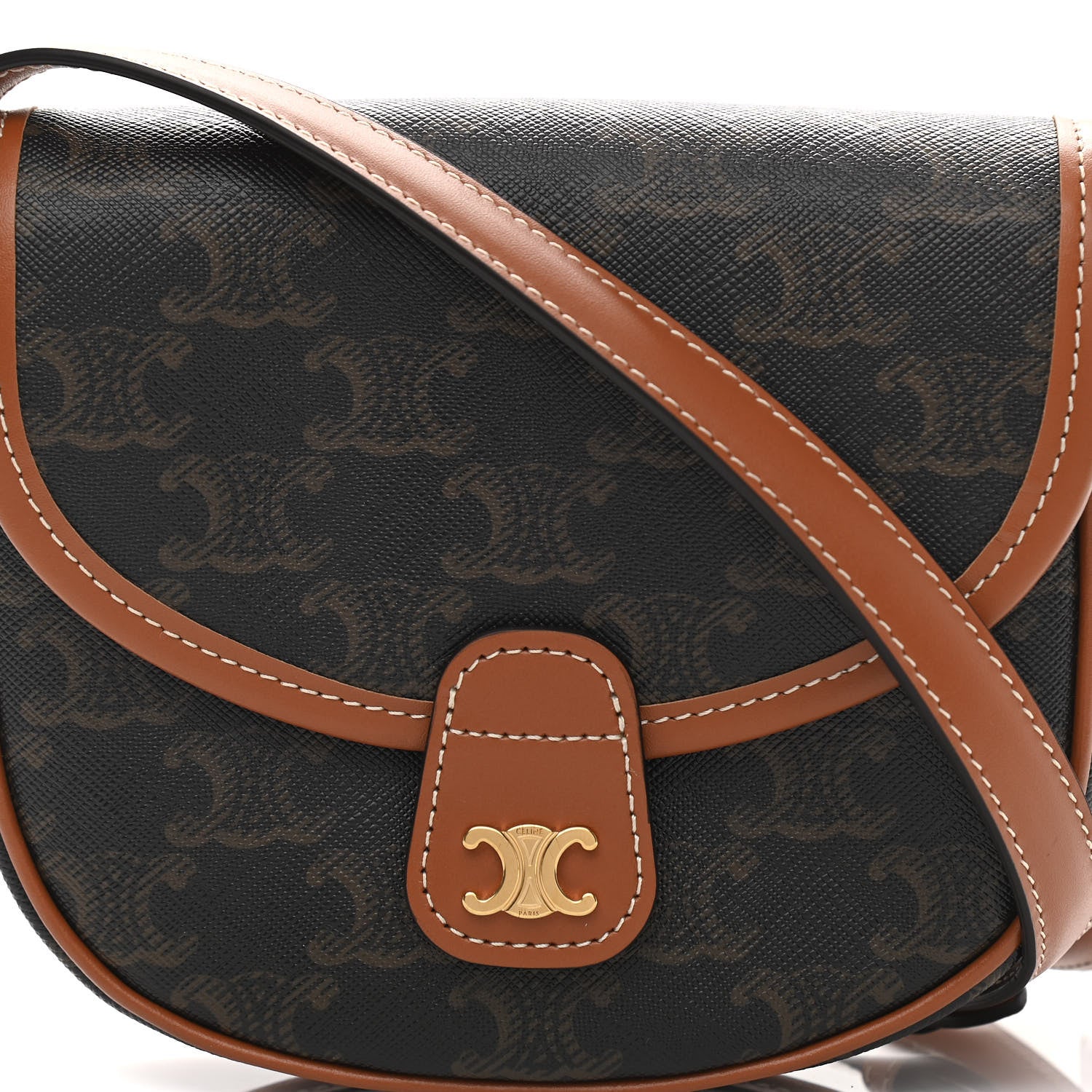 Celine Canvas Calfskin Triomphe Mini Besace Tan 7 of 10