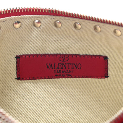 Valentino Garavani Vitello Small Rockstud Double Zip Wristlet Pouch Red 5 of 7