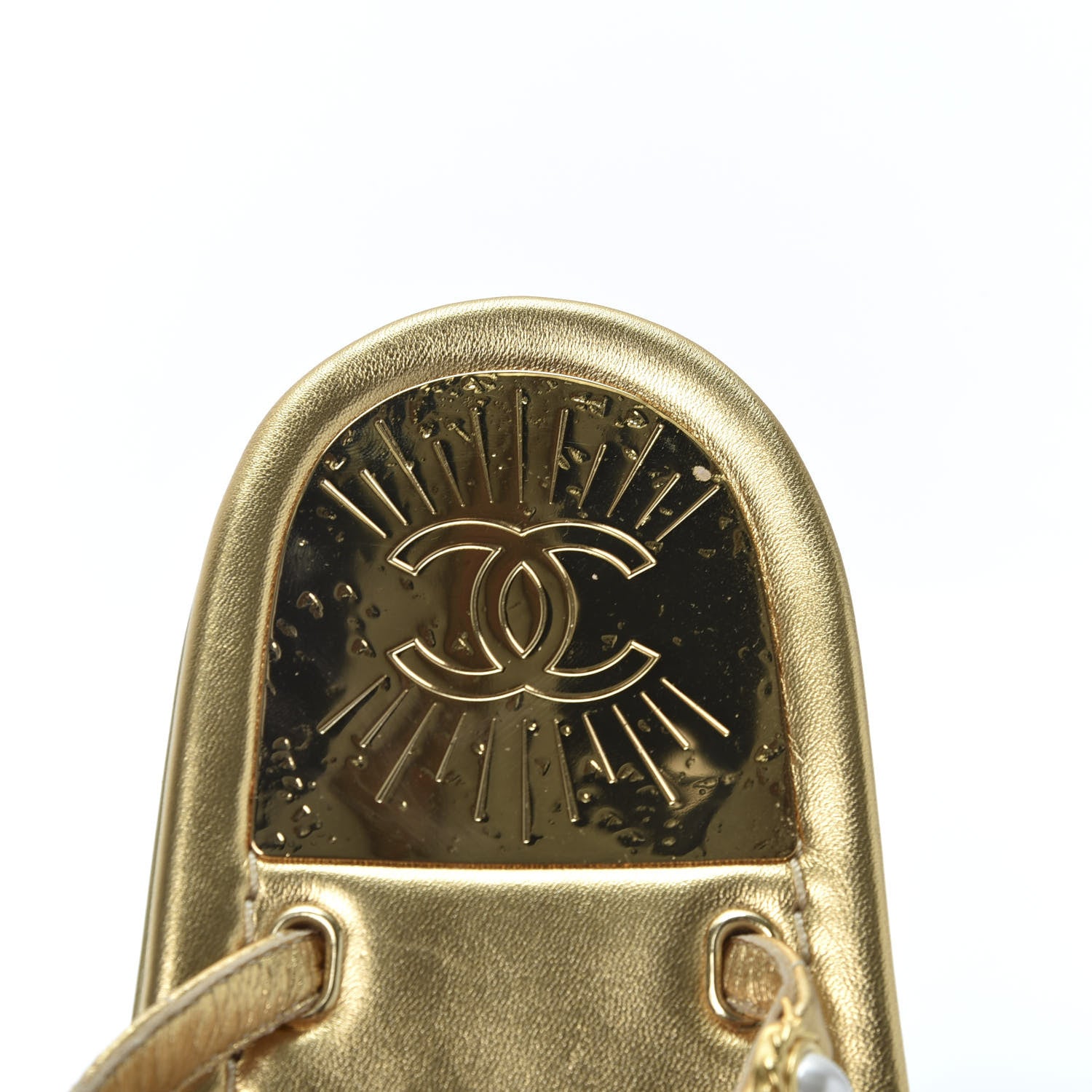 Chanel Metallic Lambskin Enamel CC Thong Sandals 39.5 Gold 7 of 11