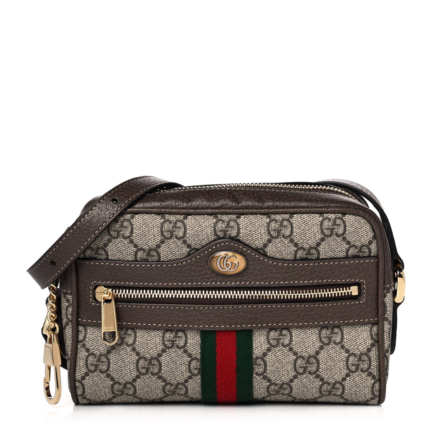 Gucci GG Supreme Monogram Web Mini Ophidia Shoulder Bag Brown 1 of 11