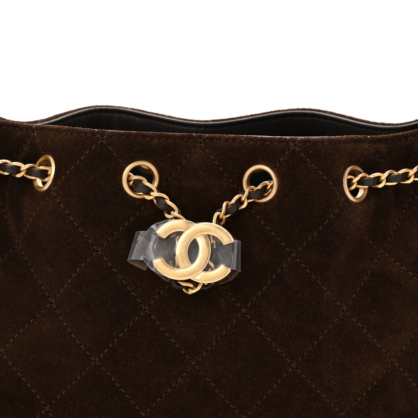 Suede Quilted Mini Chanel 25 Handbag Dark Brown