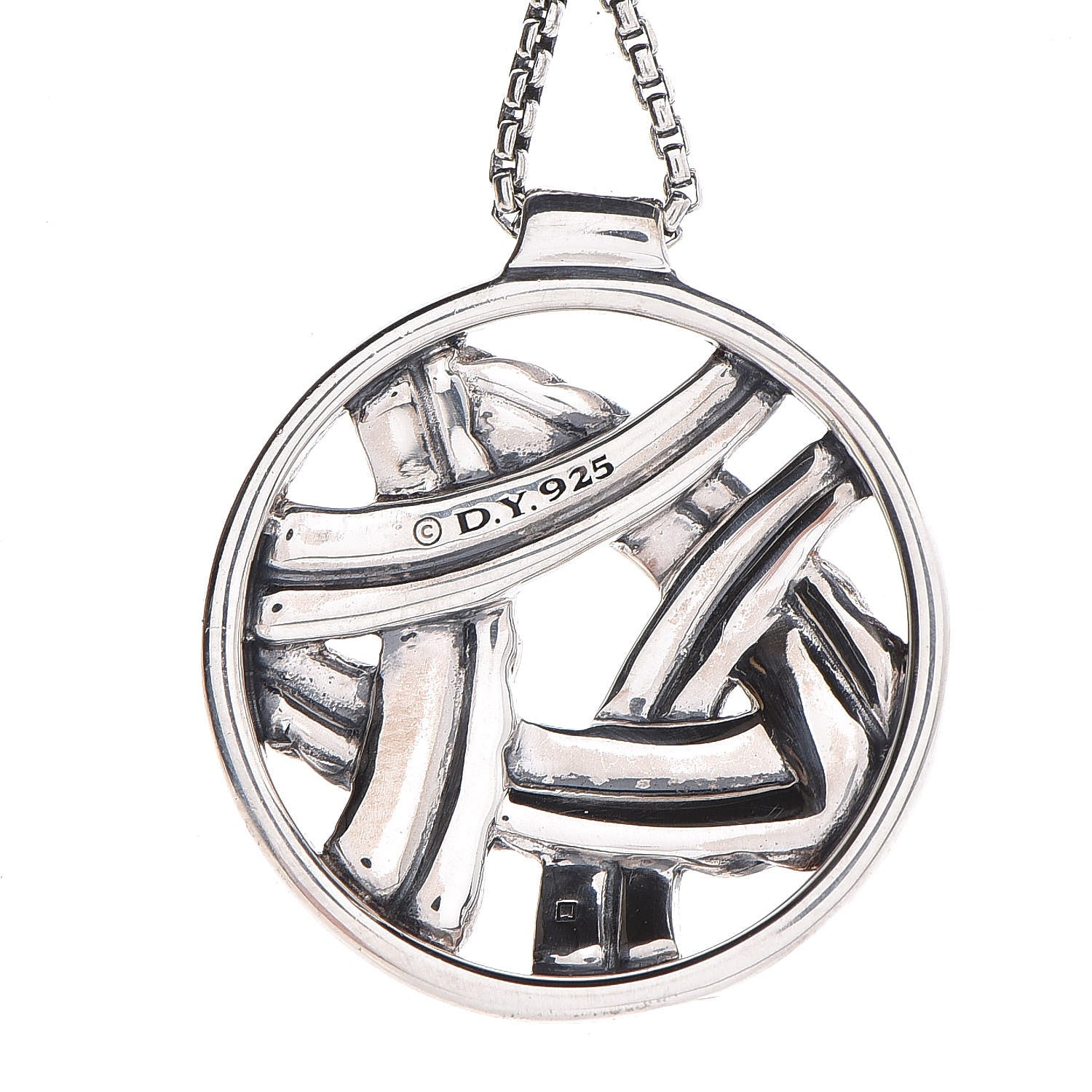 David Yurman Sterling Silver Diamond Papyrus Pendant Necklace 5 of 7