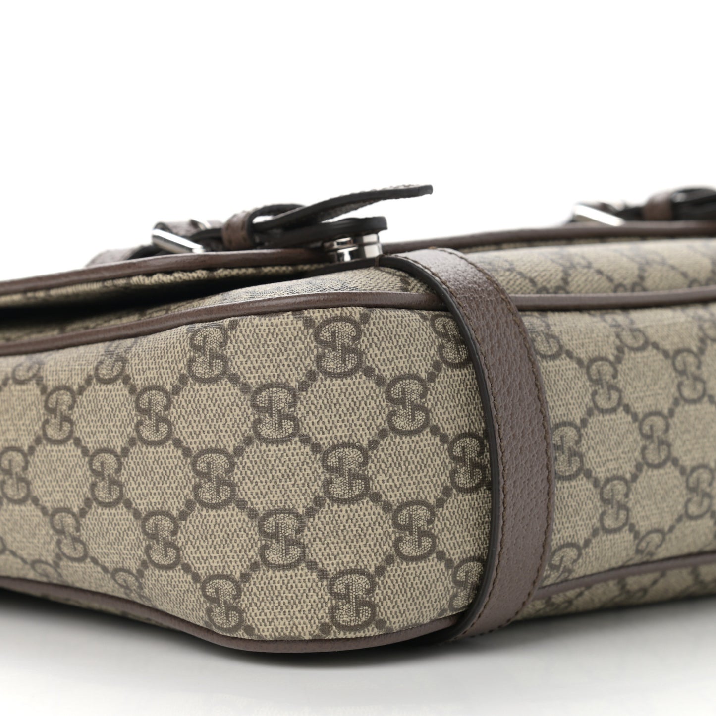 GG Supreme Monogram Textured Dollar Calfskin Retro Interlocking G Flap Messenger Bag Beige Ebony New Acero