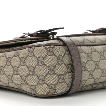 Gucci GG Supreme Monogram Textured Dollar Calfskin Retro Interlocking G Flap Messenger Bag Beige Ebony New Acero 9 of 11