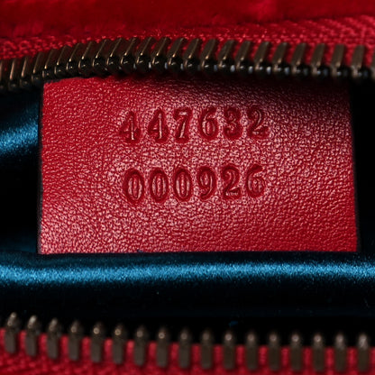 Gucci Velvet Matelasse Small GG Marmont Chain Shoulder Bag Hibiscus Red 7 of 12