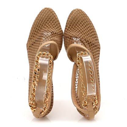 Bottega Veneta Mesh Nappa Chunky Chain Sandals 39.5 Beige Pony 2 of 9