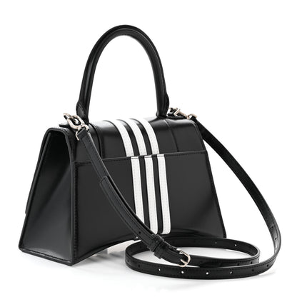 Balenciaga X ADIDAS Shiny Box Calfskin Small Hourglass Top Handle Bag Black White 3 of 11