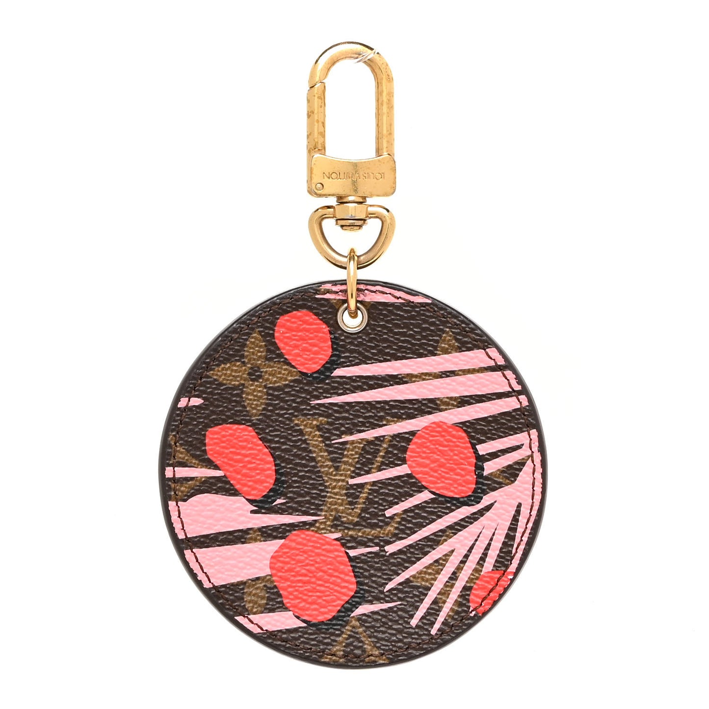 Monogram Jungle Dots Bag Charm Key Ring Sugar Pink Poppy