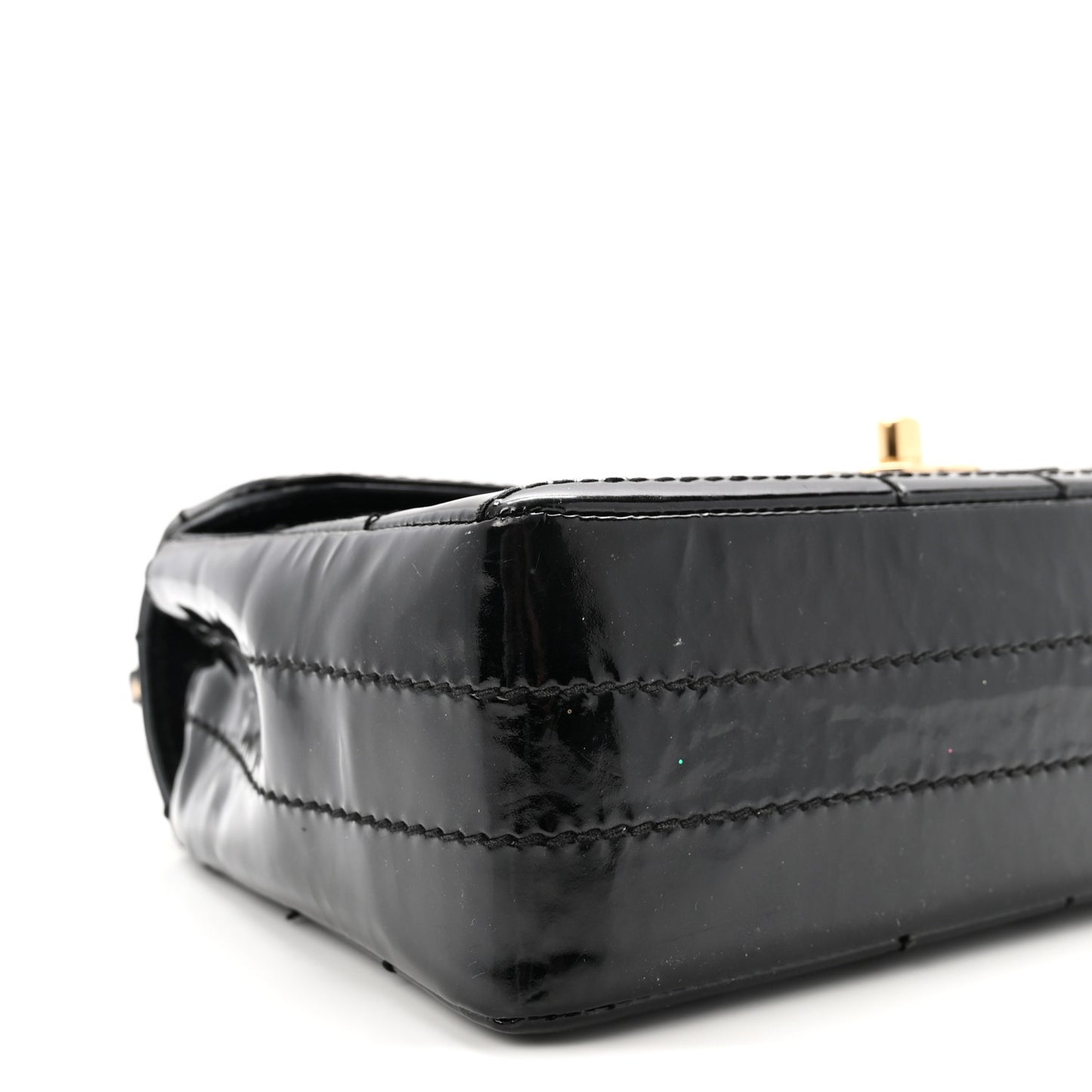 Patent Medium Chocolate Bar Flap Black