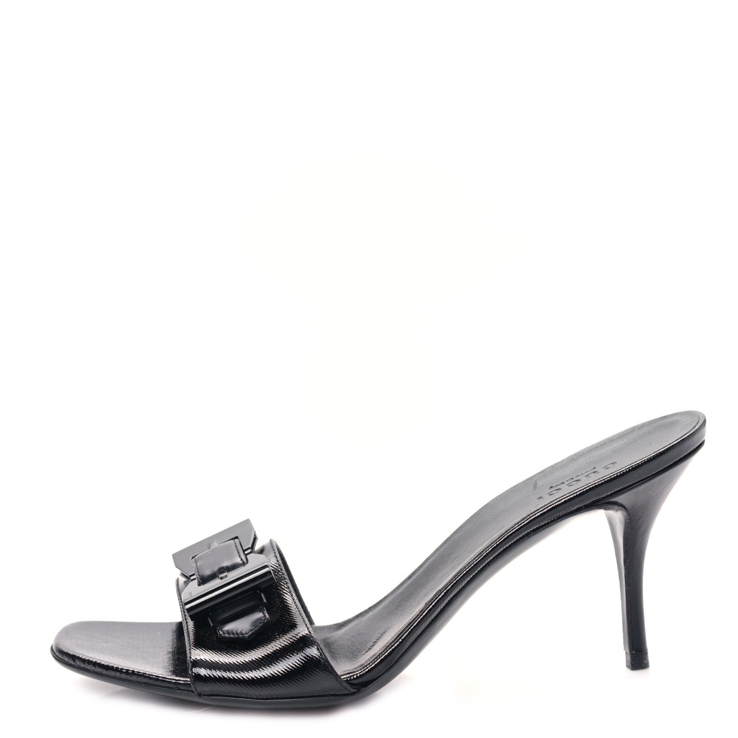 Calfskin Womens Tess Mid Heel Slide Sandals 8.5 Black