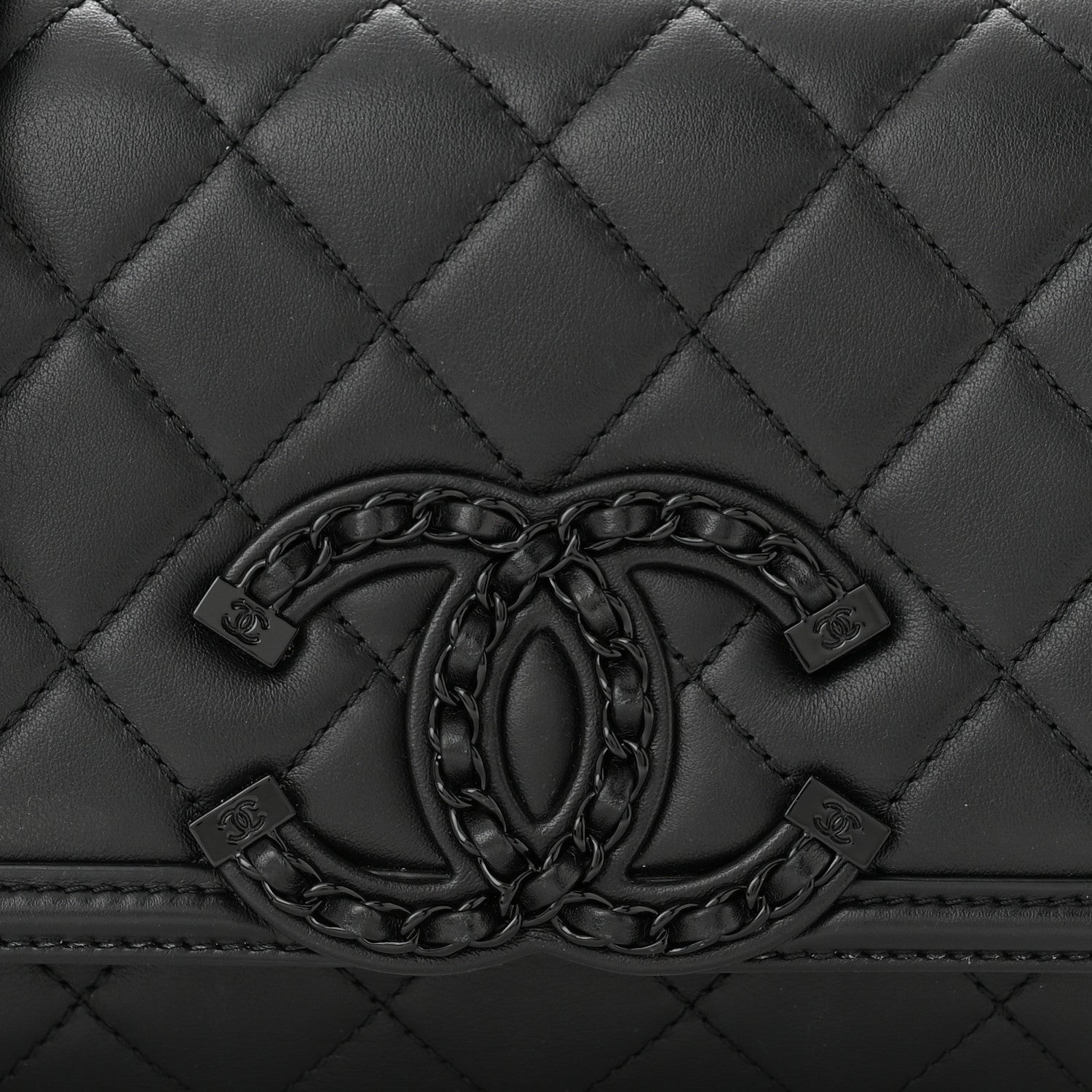 Chanel Lambskin Quilted Small CC Filigree Flap Black 8 of 10