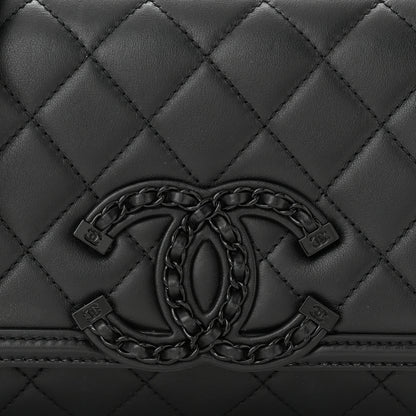 Chanel Lambskin Quilted Small CC Filigree Flap Black 8 of 10