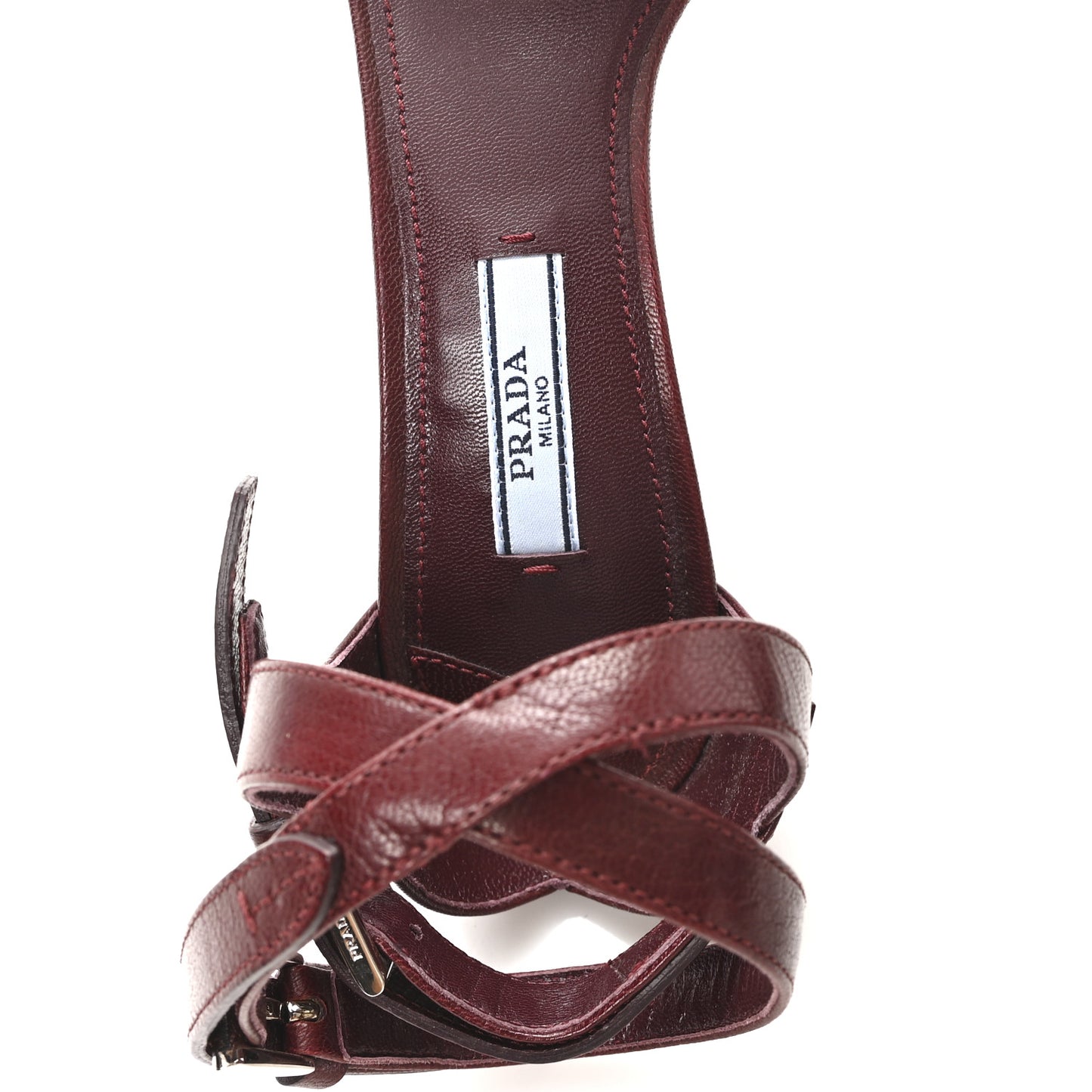 Calfskin Ankle Strap Sandals 37.5 Burgundy
