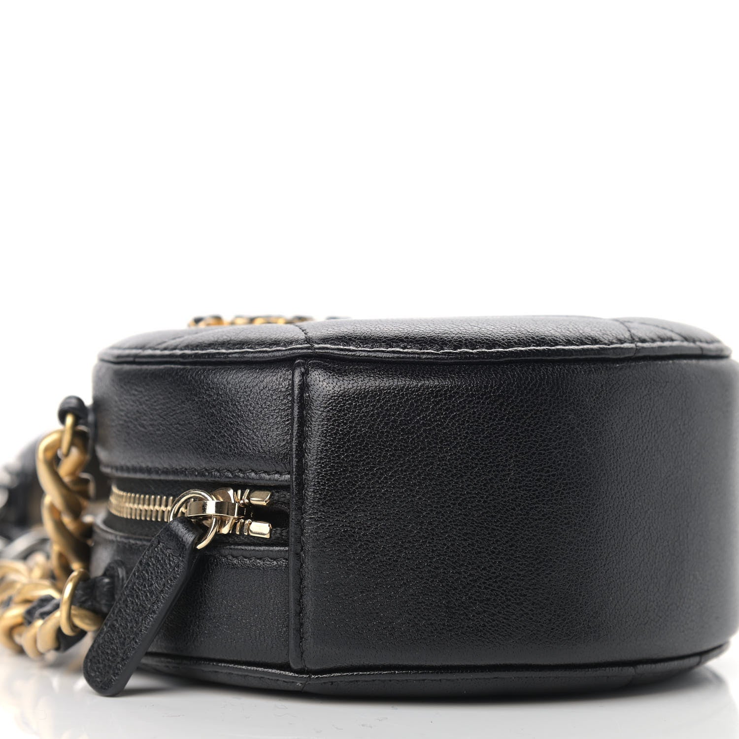 Chanel Shiny Goatskin Quilted Chanel 19 Round Clutch With Chain Black 8 of 11