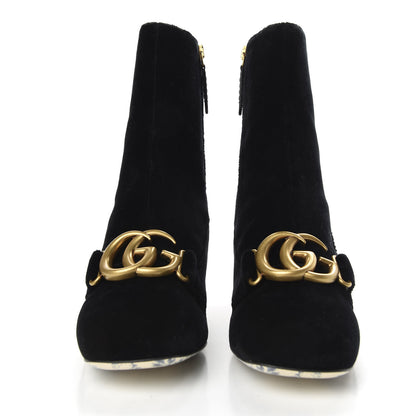 Gucci Softy Velvet Malaga Kid GG Victoire 55mm Ankle Boots 37.5 Black 2 of 10
