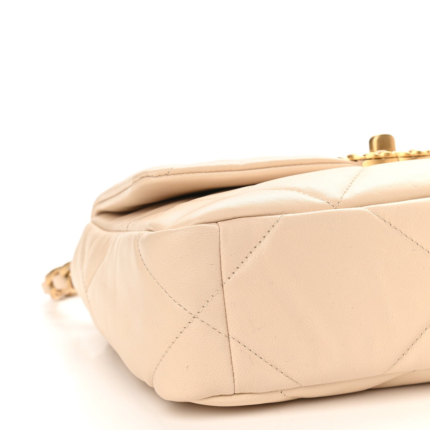 Lambskin Quilted Medium Chanel 19 Flap Light Beige