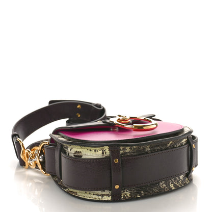 Chloe Calfskin Lizard Embossed Small Tess Bag Black Raisin 4 of 9
