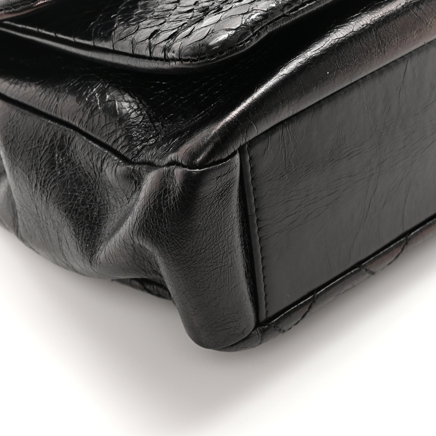 Chanel Aged Calfskin Snakeskin Urban Mix Flap Black 8 of 9