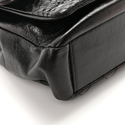 Chanel Aged Calfskin Snakeskin Urban Mix Flap Black 8 of 9