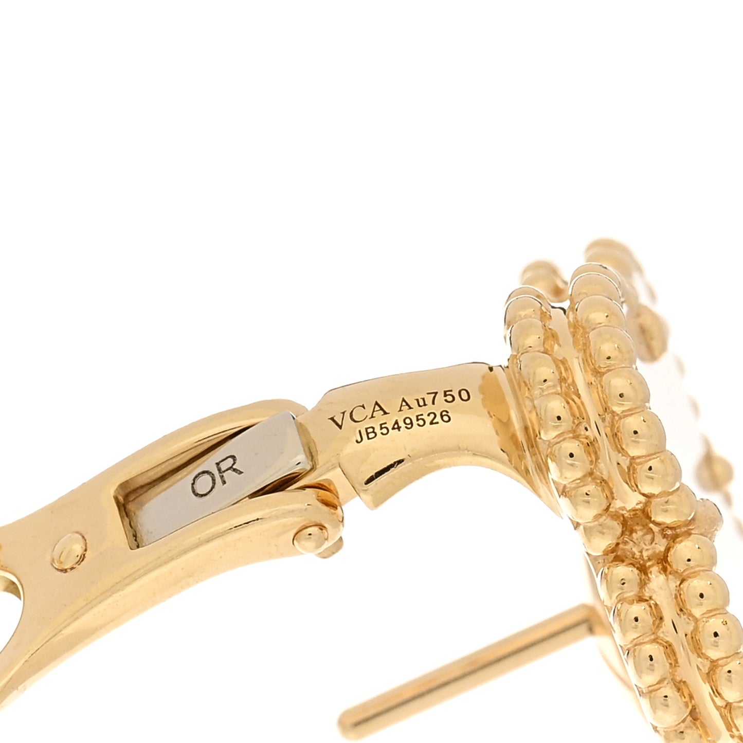 18K Yellow Gold Mother of Pearl Vintage Alhambra Earrings