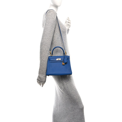 Hermes Togo Kelly Retourne 25 Bleu France 2 of 11