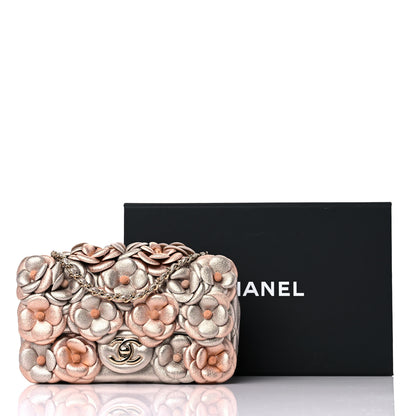 Chanel Metallic Lambskin Quilted Mini Camellia Flap Silver Gold 9 of 9