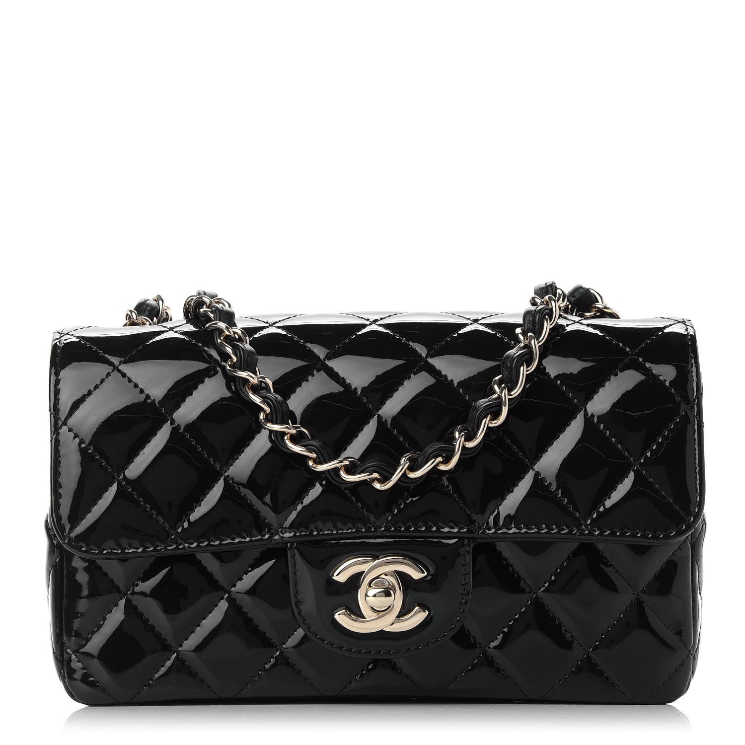 Chanel Patent Calfskin Quilted Mini Rectangular Flap Black 1 of 9