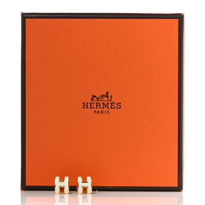 Hermes Gold Lacquered Mini Pop H Earrings White 6 of 6