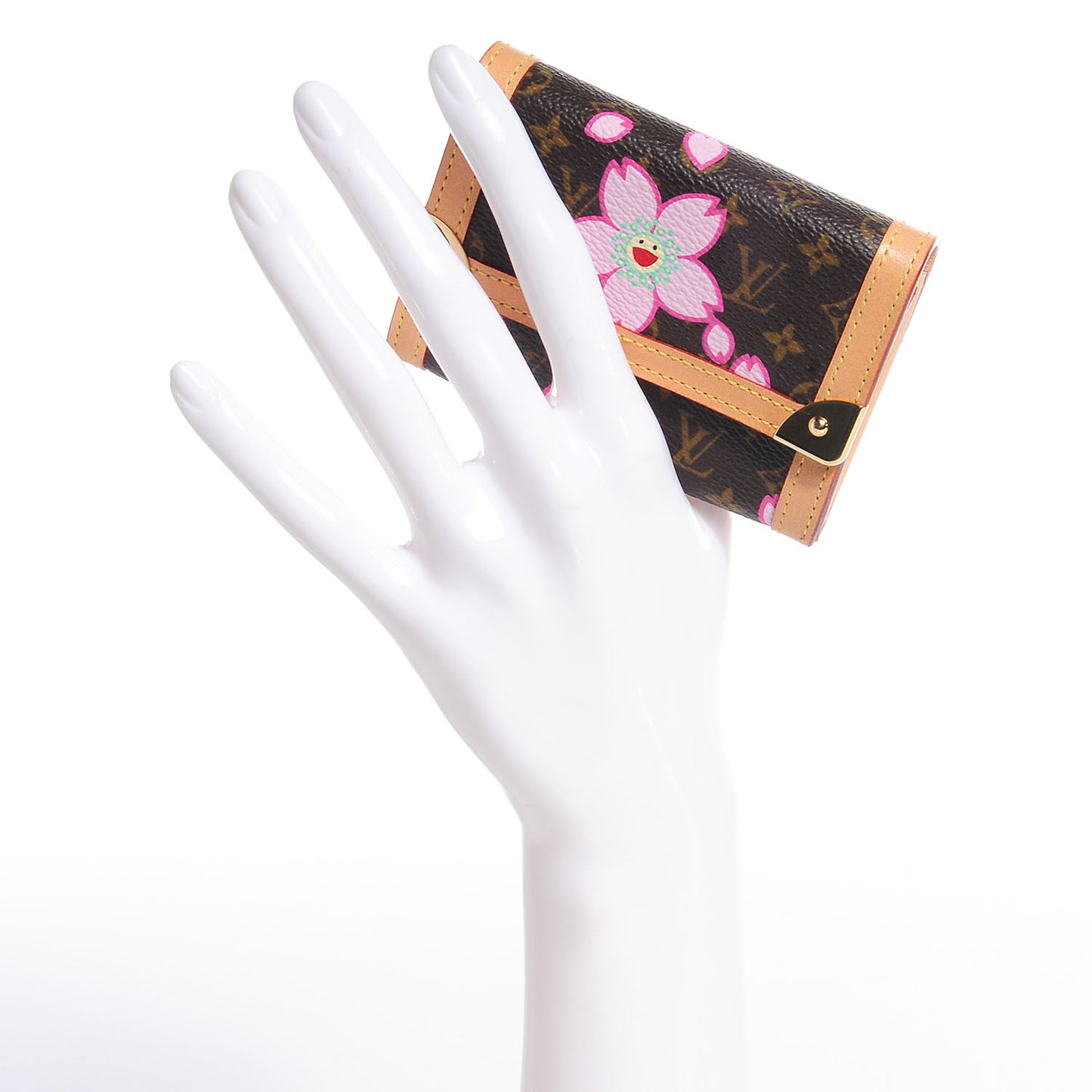 Monogram Cherry Blossom Porte-Monnaie Plat Coin Purse Brown