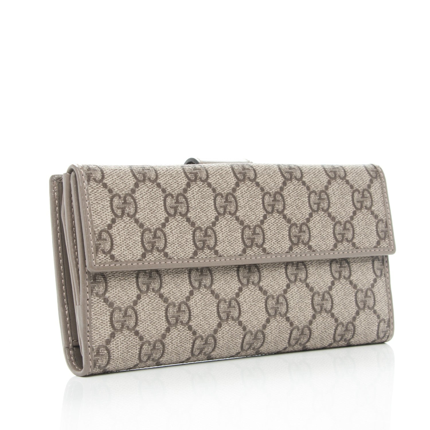 Gucci GG Supreme Monogram Icon Bar Continental Flap Wallet Beige Ebony Grigio 3 of 8
